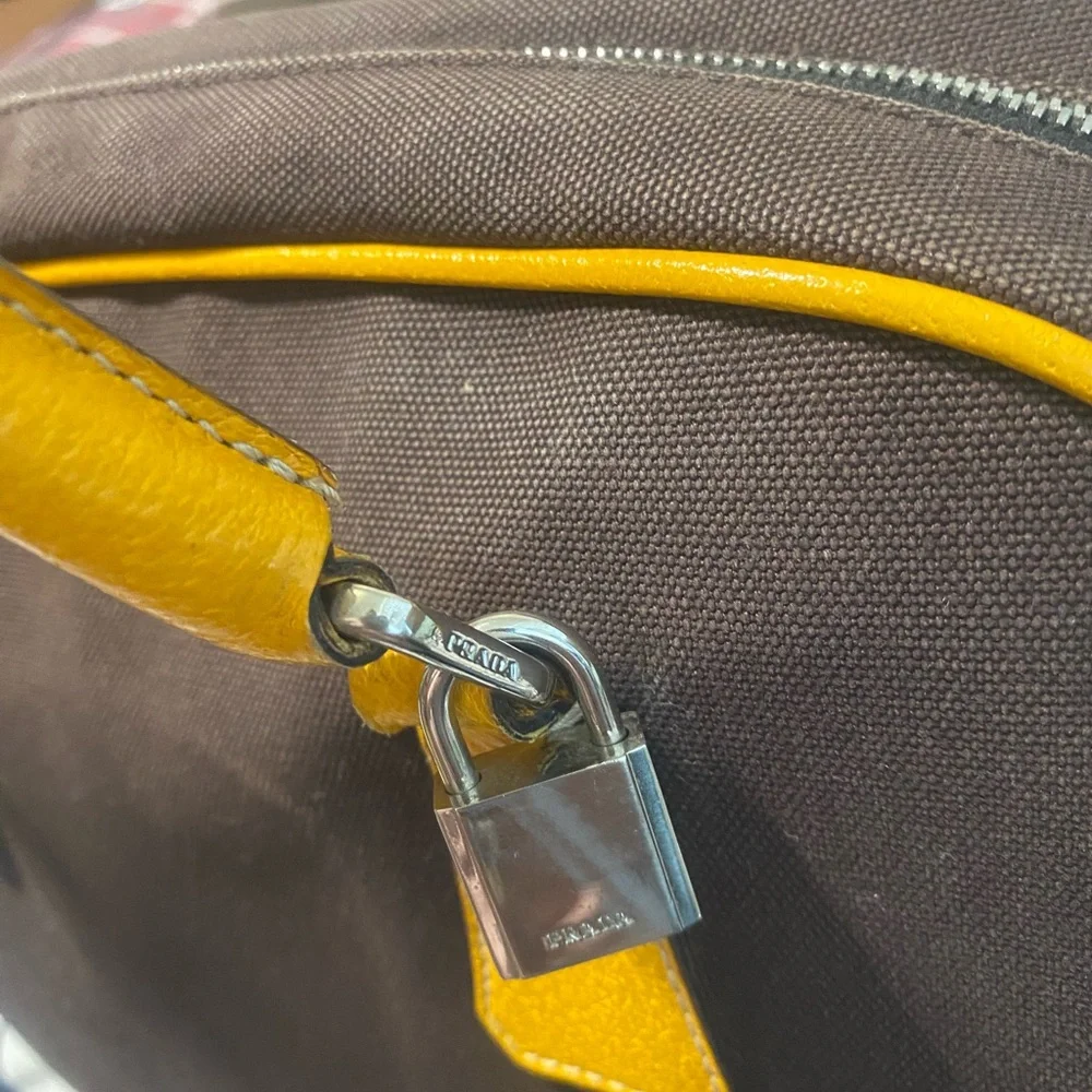 Prada Yellow and Brown Travel Bag - Picture 3 of 16
